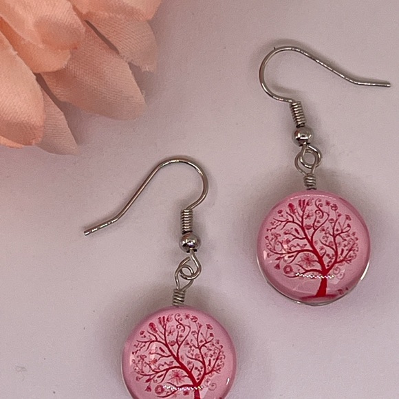 💖BOGO Pink Tree Of Life Ball Dangle Earring’s - Picture 3 of 6